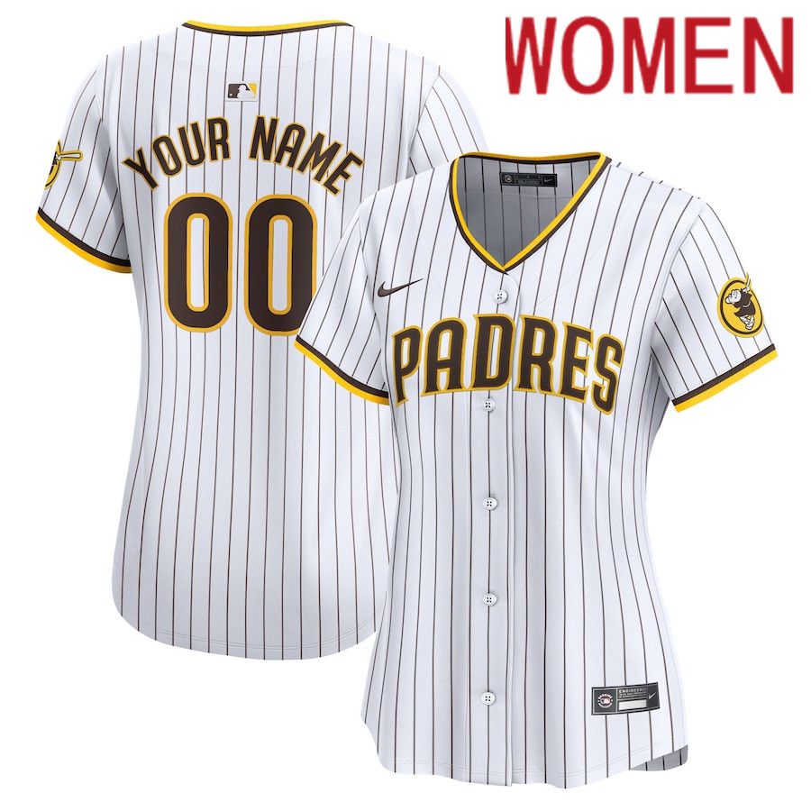 Women San Diego Padres Nike White Home Limited Custom MLB Jersey